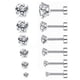 thumbnail image 4 of Pendientes pequeños de acero inoxidable con cuatro garras y circonitas, joyería de acero de titanio para las orejas, 4 of 4