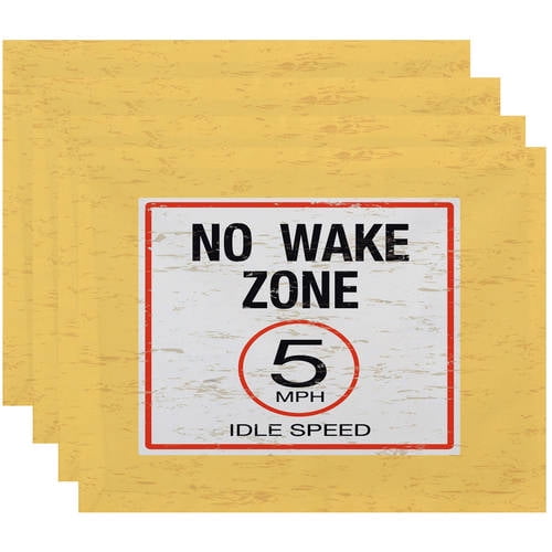 Simply Daisy 18" x 14" No Wake Word Print Placemats, Set of 4