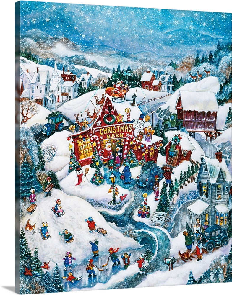 Great BIG Canvas "Christmas Barn" Canvas Wall Art