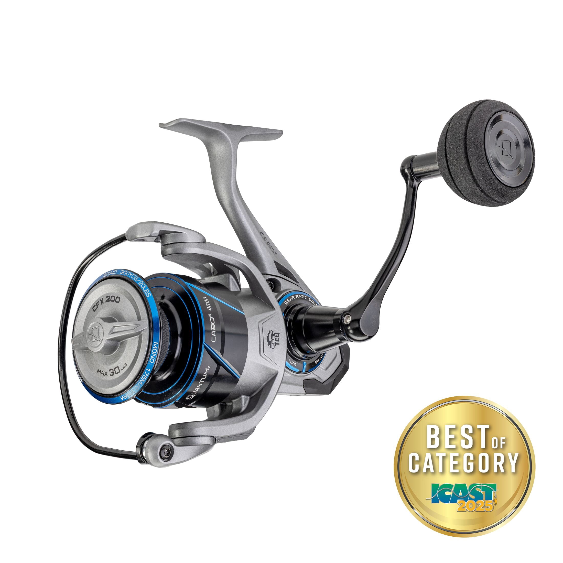 Quantum Cabo Spinning Fishing Reel, Size 4000, 6.2:1 Gear Ratio, 6+1 Bearings