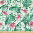 thumbnail image 2 of Ambesonne Watercolor Fabric by the Yard Microfiber, Tropic Ferns Flowers, 10 Yards, Seafoam Pink, 2 of 2