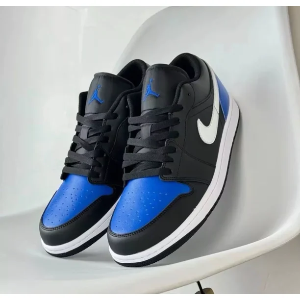 N I-K-E A i r-Jor-dan 1 Low Shoes Black Royal White 553558-042 Men's NEW