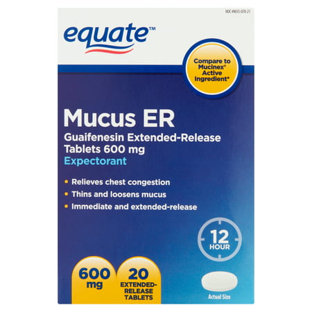 Equate Mucus ER Extended-Release Tablets, 600 mg, 20 (Best Over The Counter Mucus Medicine)