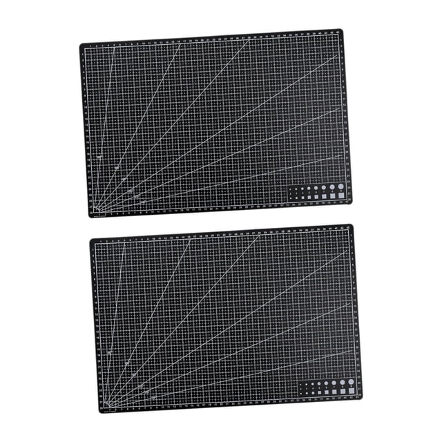 KLKCMS 2Pcs Cutting Mats 18 x 24 inch Gridded for Crafts Scrapbooking Hobby Project Black