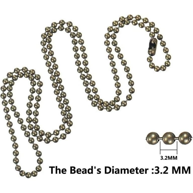 Vannise Bronze 10 feet Stainless Steel Bead Chain, Rustproof & Great  Pulling Force, 6 Size, 3.2mm Pull Chain Extension with 15 Free Connectors 