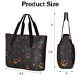 thumbnail image 3 of Tote Bag for Women - Dark Blue Halloween Pumpkin Faces Shoulder Bag - Large Utility Work Duffle Bag with Zipper Handbag for Travel, Work, Sprots, 3 of 5