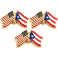 thumbnail image 1 of PACK of 3 Puerto Rico & US Crossed Double Flag Lapel Pins, Puerto Rican & American Friendship Pin Badge, 1 of 3