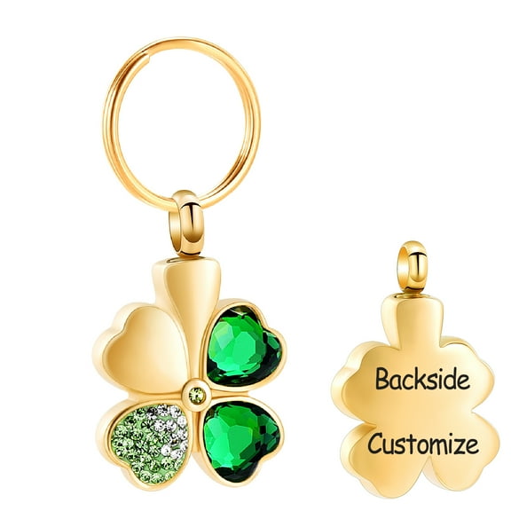 Crystal Heart Clover Pendent for Ashes and Chain Urn Keychain Lockets for Human Pet Ashes Holder Cremation Jewelry for Ashes