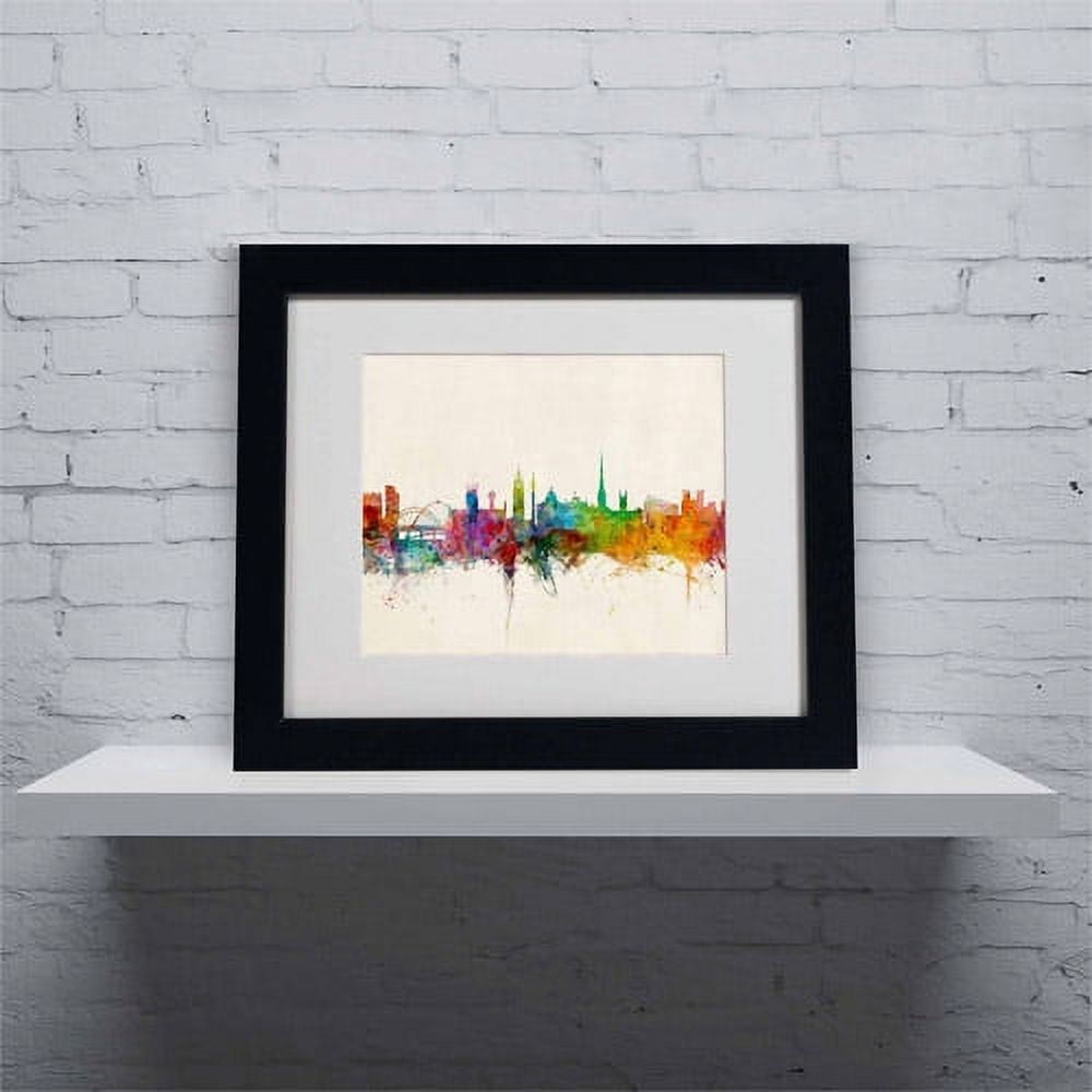 Trademark Fine Art "Newcastle England Skyline" Canvas Art by Michael Tompsett, Black Frame
