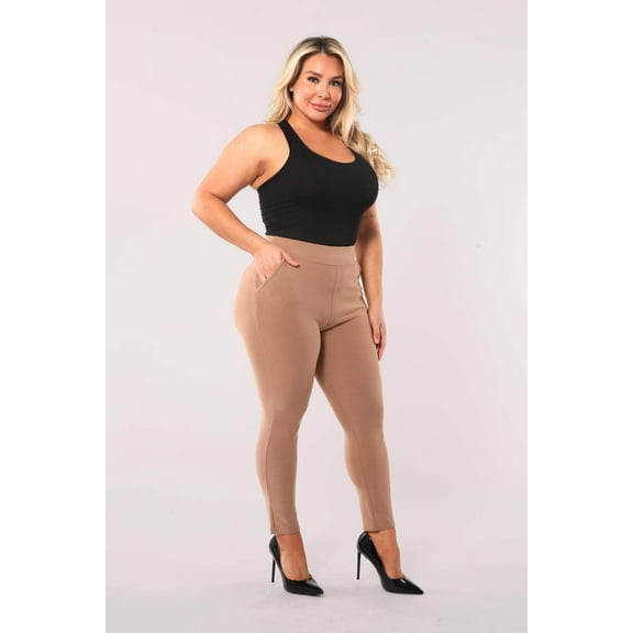 Plus Size Tummy Control Sculpting Treggings - Portobello
