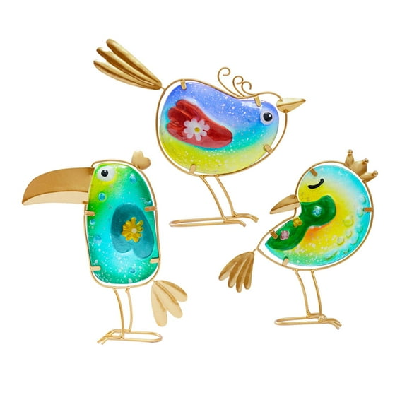 oshhni 3 Pieces Garden Decors Outdoor Statues Figurines Multipurpose Lawn Ornaments Bird Statues for Porch Patio Lovers Yard Kitchen