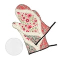 thumbnail image 2 of LAKIMCT Pattern Patchwork Oven Mitts and Pot Holders Sets Non-Slip Potholders Heat Resistant Oven Gloves for Kitchen Baking Cooking BBQ, 4-Piece Set, 2 of 9