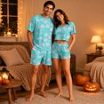 thumbnail image 6 of Halloween Family Matching Pajamas Sets, Halloween Cute Ghost Pumpkin Loungewear, Short Sleeve Top & Elastic Waist Shorts, Halloween Casual Couple PJS Festival for Home Relaxation Wear, 6 of 6