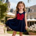 thumbnail image 2 of mgoYE Flower Girl Dress Toddler Girl Dress Cotton Red Bowknot Dress Sleeveless Dresses Kids Summer Sundress(Blue,2-3 Years), 2 of 9