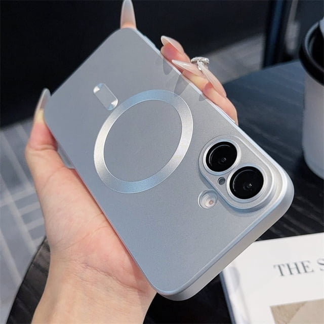 Luxury Matte TPU Soft Shockproof Phone Case For iPhone 16 15 14 Plus 13 12 11 Pro Max Magnetic For Magsafe Wireless Charge Cover Silver For iPhone 13 ProMax