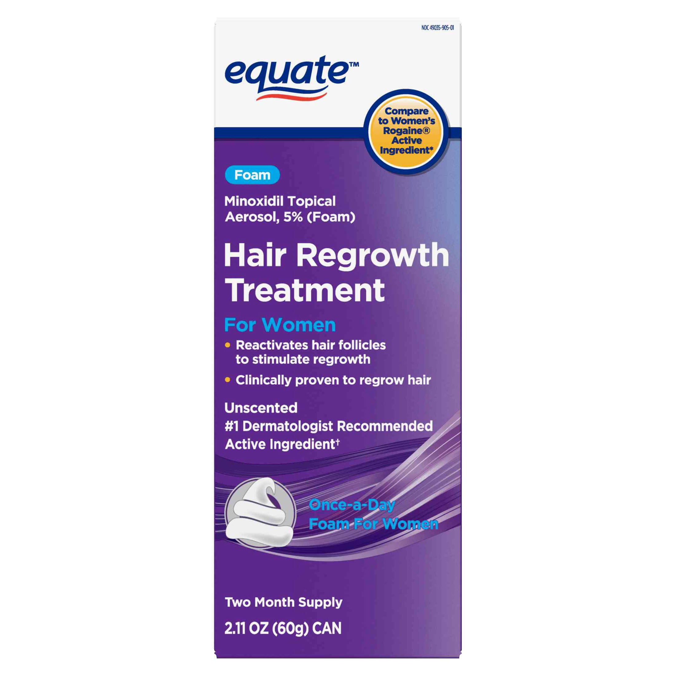 (4 pack) Equate Hair Regrowth Treatment For Women, Minoxidil 5 Percent (Foam), 2.11 oz