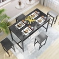 thumbnail image 3 of furlinkhm 5 Piece Bar Table Set, Modern Counter Height Dining Table and Chairs Set for 4, Wood Kitchen Table and 4 Bar Stools for Small Spaces, Apartment, Pub, Dining Room (Black), 3 of 8