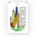 thumbnail image 3 of Chicago, Illinois, Vintage Watercolor Skyline, Bright Colors (16x24 Giclee Gallery Art Print, Vivid Textured Wall Decor), 3 of 3