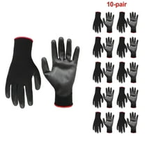 HOLLY Polyester Liner PU Dipped Gripping Work Gloves, Non-Slip, 10 Pairs, Men's Large