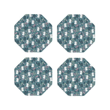 

Tideii Forest Rabbit for Leather Coasters 4 Pieces Anti-fouling and Anti-scalding Decorative Coasters Suitable for Restaurants Kitchens Coffee Shops-Octagon