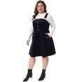 thumbnail image 3 of DARING DIVA Women's Plus Size Corduroy Adjustable Strap Suspender Skirt 3X Dark Blue, 3 of 6