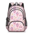 thumbnail image 2 of Princess and Castle Pink Pattern Backpack for School, Cute School Bag with Adjustable Shoulder Straps and Padded Back, 16.9"x12.6"x5.9", 2 of 5