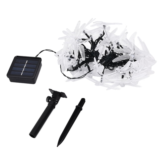 Guirnaldas de luces solares con forma de libélula, luces de cadena con energía solar para exteriores, luces de hadas con energía solar, rendimiento incomparable Jadeshay A