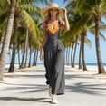 thumbnail image 4 of Tqcoqu Summer Jumpsuits for Women Button Down Sleeveless Casual Jumpers Loose Wide Legs Rompers Overalls with Pockets,Dark Gray,Women's S-XXL, 4 of 6