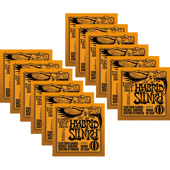 Ernie Ball Hybrid Slinky Electric Guitar Strings, Nickel Wound, Lot/12, P02222^12