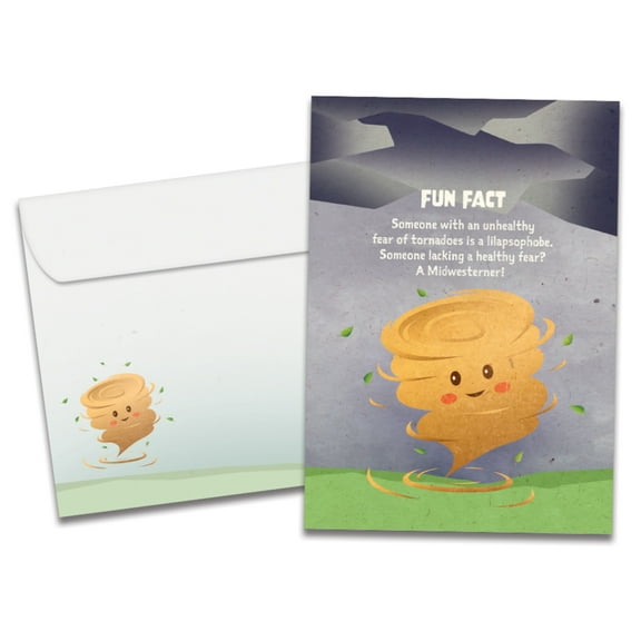 Tree-Free Greetings Birthday Greeting Card, 100% Recycled Paper, 5x7, Tornado Fun Fact (GO61540)