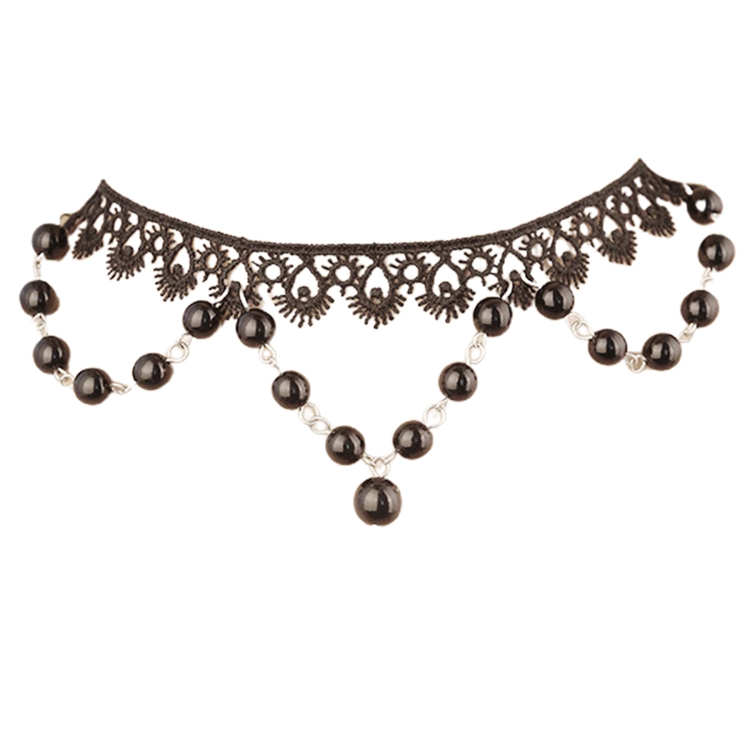 Initial Multi-Strand Black Tattoo Choker Necklace - L