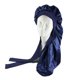 thumbnail image 1 of Satin braided sleep cap for women marine blue silk hat, 1 of 4