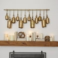 thumbnail image 3 of DecMode Gold Metal Tibetan Inspired Decorative Cow Bells with 12 Bells on Jute Hanging Rope and Metal Rod, 3 of 13