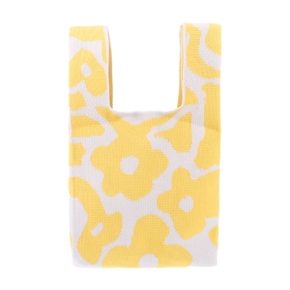 Unique Bargains Reusable Mesh Net Grocery Tote Bags Flowers Yellow White 14.17"x7.87"