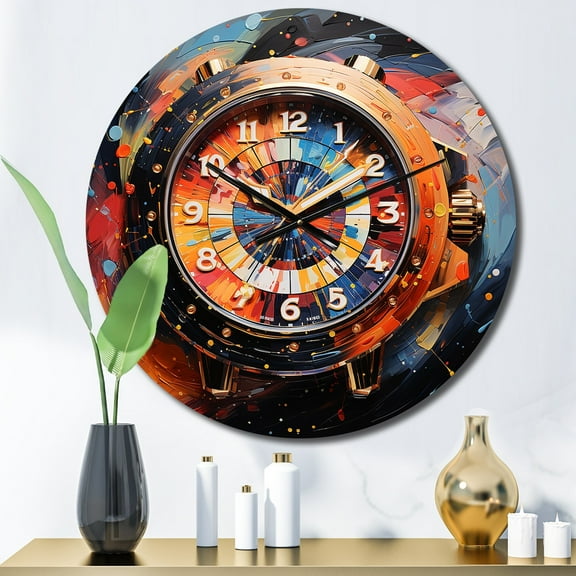 Designart "Diamond Dusk Luxury Watch painting III" Fashion Oversized Wall Clock