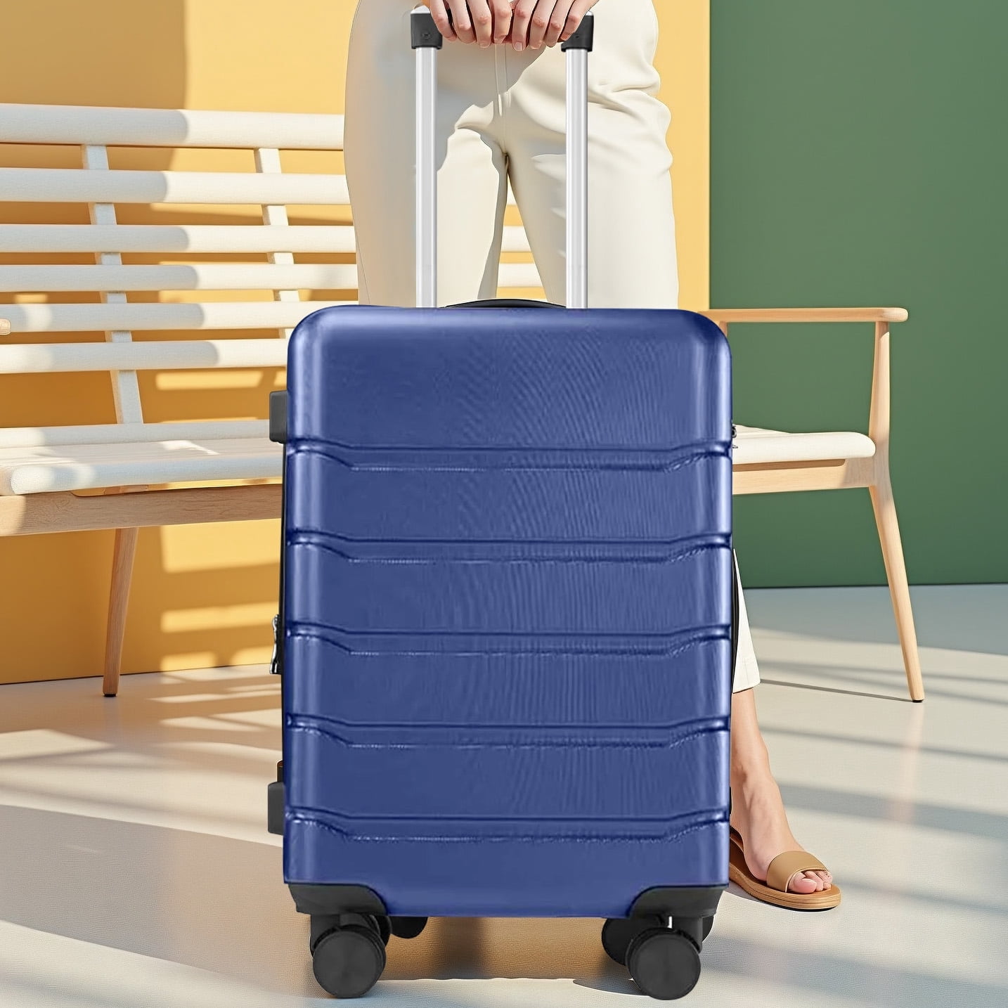 Simenmax 28 Inch Luggage, Hard Shell Rolling Suitcase with TSA Lock, Lightweight Luggage with Spinner Wheels, Blue