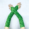 thumbnail image 2 of Fgnfyis Velvet Glamour Fingerless Gloves for Women Shine Stage Performance Carnival Party Evening Wear Green, 2 of 3