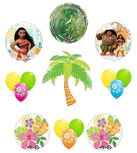 Moana Decoration Latex Balloons 1 coral green aqua orange 100 count 