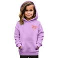 thumbnail image 2 of Curuila Toddler Girls Boys Hoodies Bow Cartoon Print Long Sleeve Crew Neck Soft Fashion Warm Pullover With Pocket Autumn Winter Sweatshirt Purple Size 7-8 Years, 2 of 3