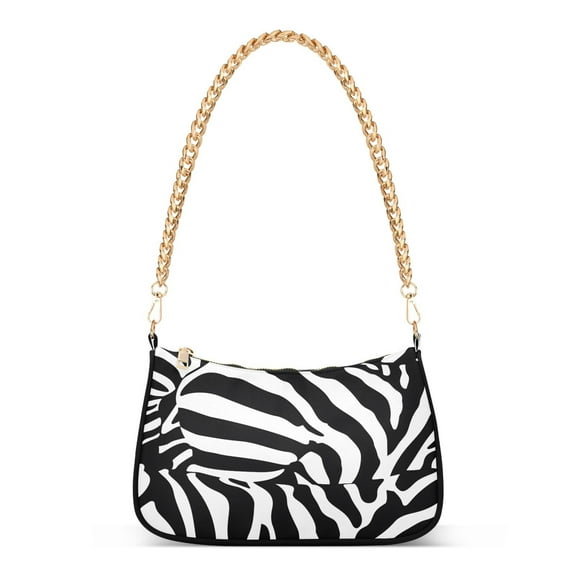 Ryvnso Zebra Texture Womens Chain Shoulder Bag Tote Handbags Clutch Hobo Purse with Zipper for Travel