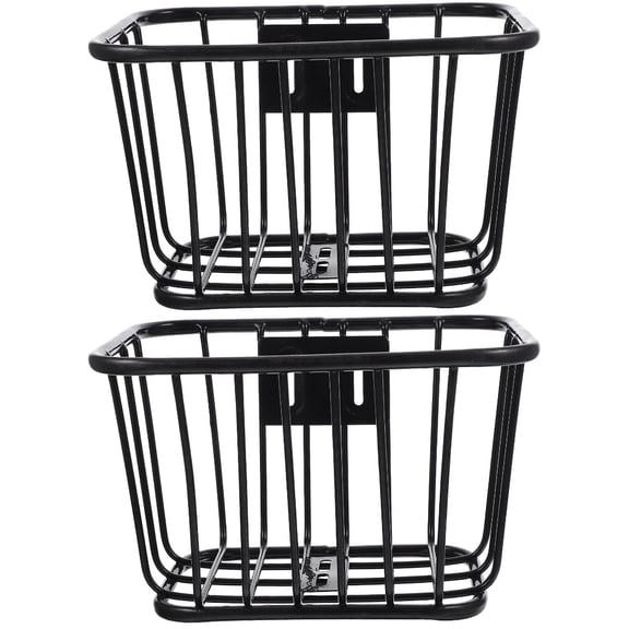 OUNONA 2pcs Bike Iron Basket Large Capacity Scooter Basket Children Bike Handle Basket Hollow-out Bike Basket