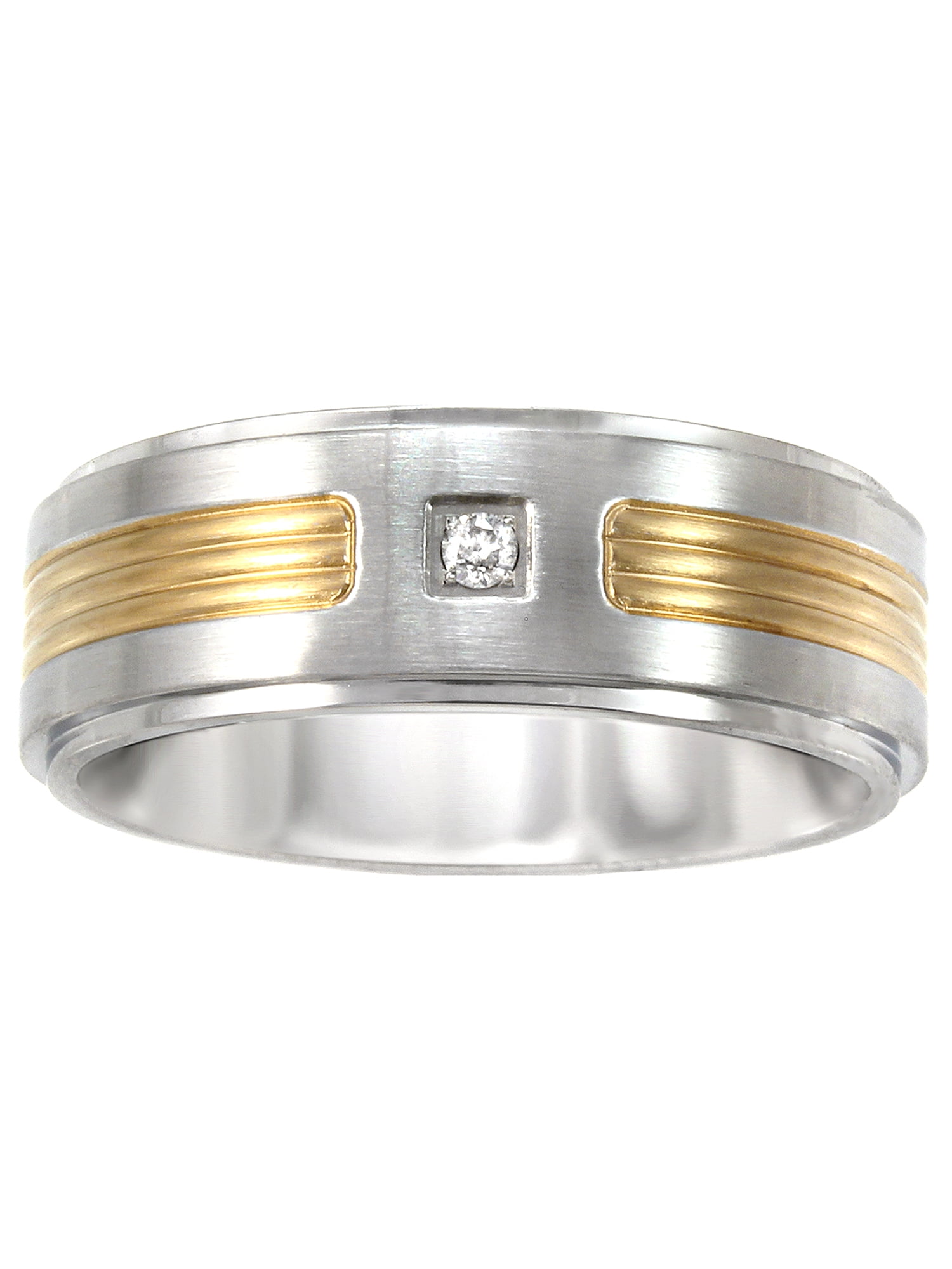 Men's Stainless Steel Diamond Accent Two-Tone Ring, 8mm