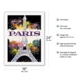 thumbnail image 2 of Paris France - Fireworks at Eiffel Tower - Vintage Travel Poster by David Klein c.1960s - Japanese Unryu Rice Paper Art Print (Unframed) 18 x 24 in, 2 of 4