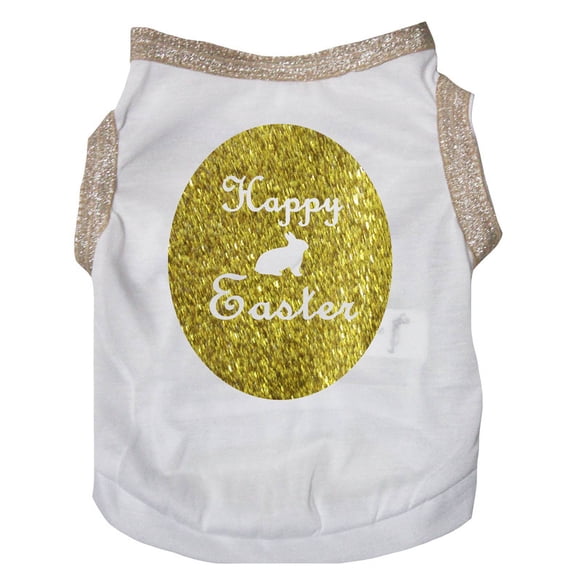Petitebelle Happy Easter Bunny Egg Puppy Dog Shirt (White, Small)