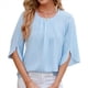 thumbnail image 2 of Blusa Informal de para Mujer, con Mangas 1/2 con Volantes, Cuello Redondo, Corte Holgado, Color Azul , Talla M, 2 of 10