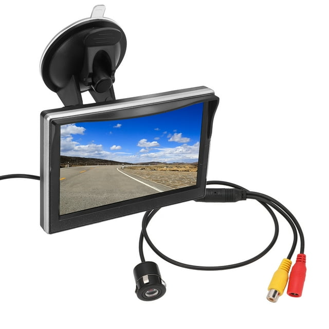 Aramox Rearview Monitor Fit For Vehicle, Backup Camera System Kit 5in Rearview Monitor V1 V2 Video Input High Definition 12-24V