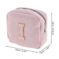 thumbnail image 2 of Unique Bargains 1 Pc Letter I Pattern Makeup Bag for Travel Pink Corduroy, 2 of 6