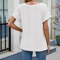 thumbnail image 3 of Lenpel Women's T Shirts Trendy Short Sleeve Crew Neck Eyelet Embroidered Tunic Tops Summer Casual Tee Blouses, 3 of 6