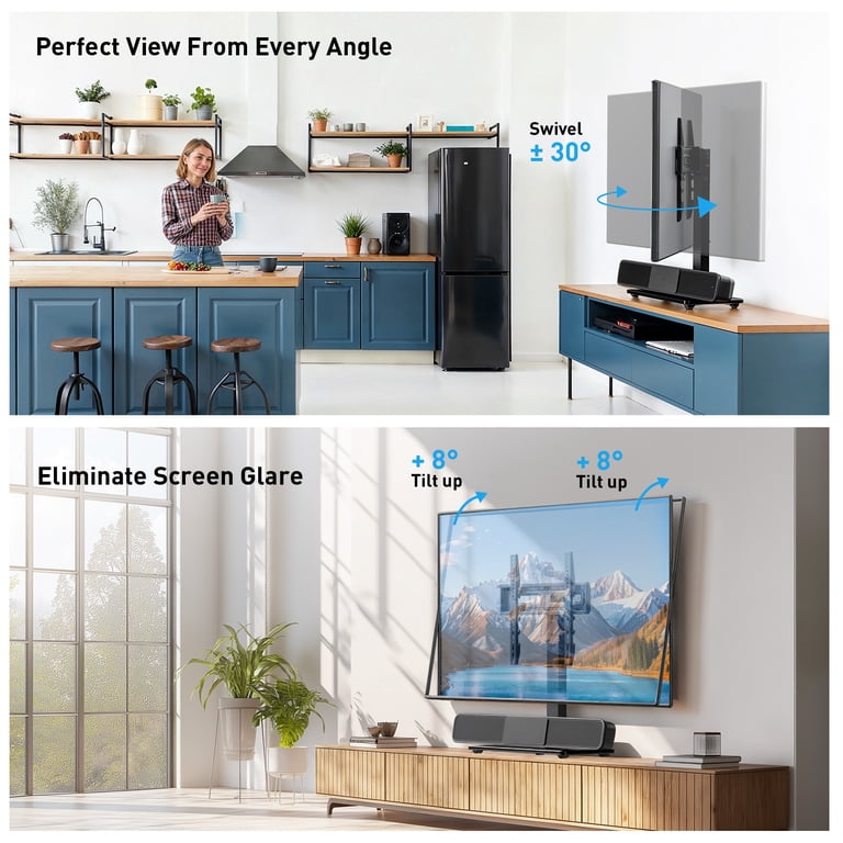 MountFTV Universal Tabletop TV Stand, 32–65 Inch, Swivel photo 4