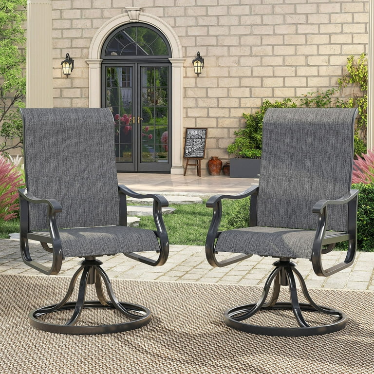 Techmilly Outdoor Dining Chairs Patio Swivel Chairs Set of 2 Support 400lbs Dark Grey